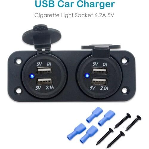 12V/24V Car Dual 3.1A USB Cigarette Lighter Socket Plug Charger Power Adapter