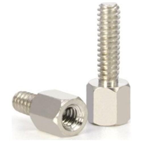 20pcs Brass Copper Nickle-plated #4-40*5+L Hex Standoff Male-Female Spacer Jackscrew for PCB Board Motherboard VGA DVI COM Port