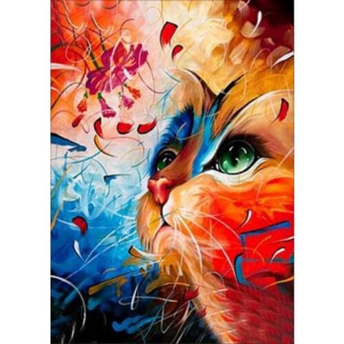 2018 New Diamond Embroidery 5D DIY Diamond Painting Colored Cat Head Animal Diamond Painting Cross Stitch Rhinestone Mosaic