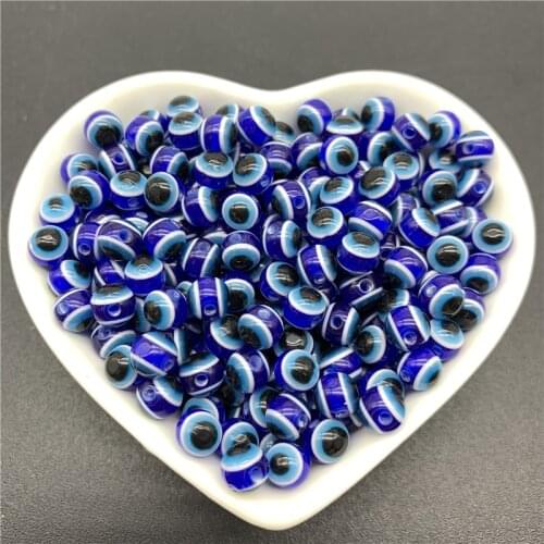 6mm 8mm 10mm Resin Spacer Beads Blue Round Evil Eye Beads Stripe Spacer Beads For Jewelry Making DIY Bracelet Necklace