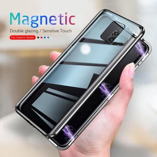 Aluminum Magnetic Metal Bumper Flip Double-Side Glass Cover For Xiaomi Redmi Note 10s Readmi Redme Note10s 9s Protection Shell