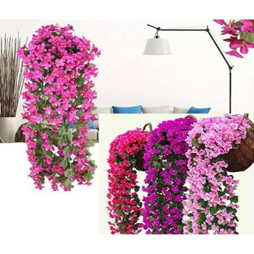 Violet Artificial Leaf Garland Vine Fake Foliage Flower Wall Hanging Basket Flower Orchid Flower Wedding Party Home Decor Violet