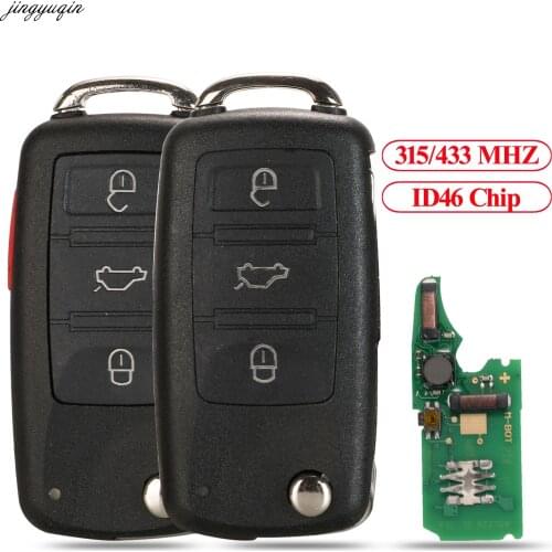 Jingyuqin Remote Keyless-Go Car Key 315/433mhz ID46 PCF7942/7946 For VW Touareg Phaeton 3/4BTN Flip Full Smart Control Fob