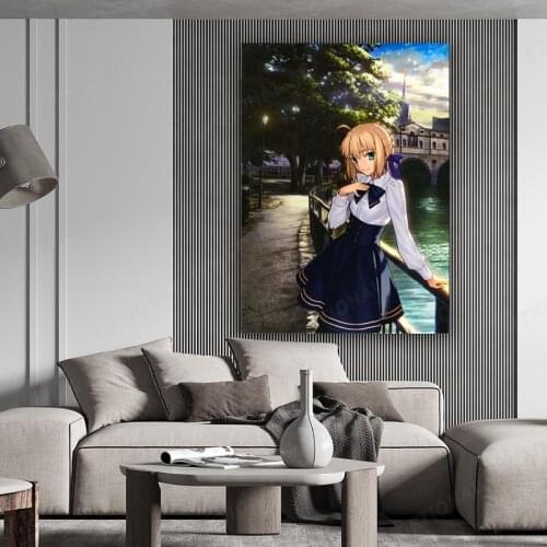 Print Canvas Paintings Saber Home Decor Wall Art Modular Joan of Arc Picture Japan Anime Modern Posters Bedroom