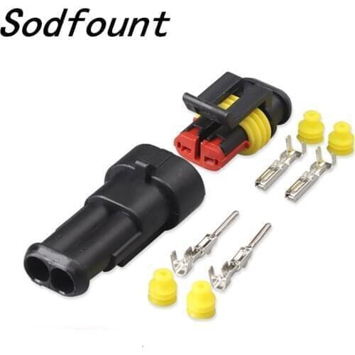 20 sets Kit 2 Pin Way AMP Super seal Waterproof Electrical Wire Connector Plug for car free shipping with registered