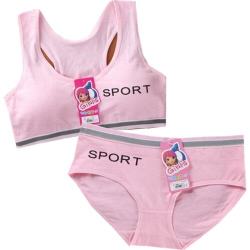 5sets/lot Teenager Young Girls Bra Girls Underwear Puberty Student Training bra Crop Top 8-14years