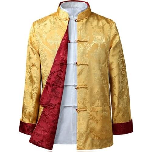 Tang suit Chinese Shirt Style Jacket Collar Traditional Chinese Clothing for Men Silk Kungfu Cheongsam Top Hanfu Male Both Sides