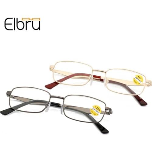 Elbru Vintage Fashion Anti Blue Light Reading Glasses Men Women Metal High Definition Presbyopia Eyeglasses Diopters +1.0 +4.0