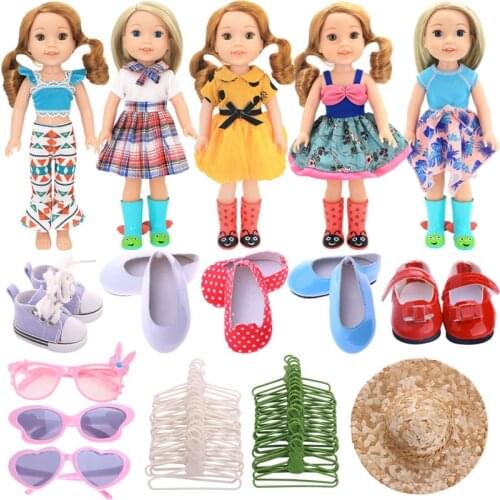 Best Price Doll Clothes Shoes Sunglasses Hat Accessories Generation For 14.5 Inch Wellie Wisher Dolls For Generation Girl`s Toy