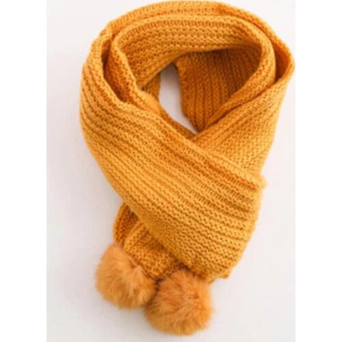 2021 Autumn Winter Kids Cotton Scarf Baby Warm Scarf Fur Ball Knitted Scarves Shawl Child Boys Girls Neck Collar Clothing