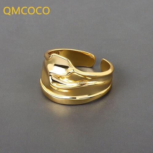 QMCOCO 925 Silver Charming Irregular Geometric Rings Opening Adjustable Ring For Women Party Gifts Accessories