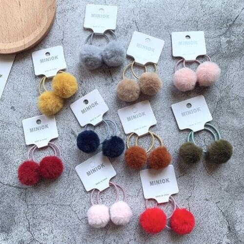 2PCS New Cute Hairball Princess Headwear Kids Elastic Hair Bands Children Ropes Girls Accessories Baby Headdress