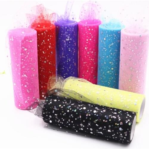 Tulle Roll DIY 10 Yards 15cm Glitter Sequin Tutu Fabric Wedding Party Decoration Organza Laser Crafts Birthday Party Supplies