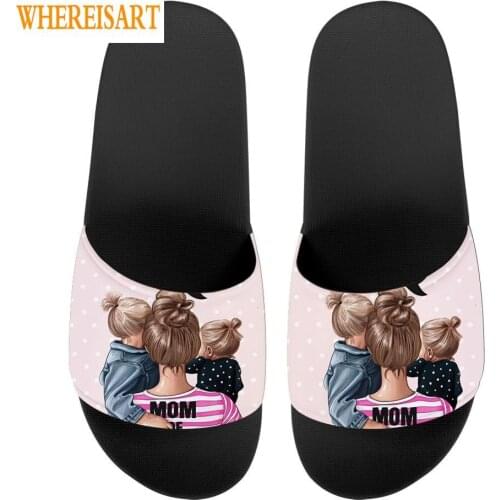 WHEREISART Womens Slippers Super Mom print Summer House Flip Flop Mothers Love Female Casual Home Shoes Woman Slides Indoor