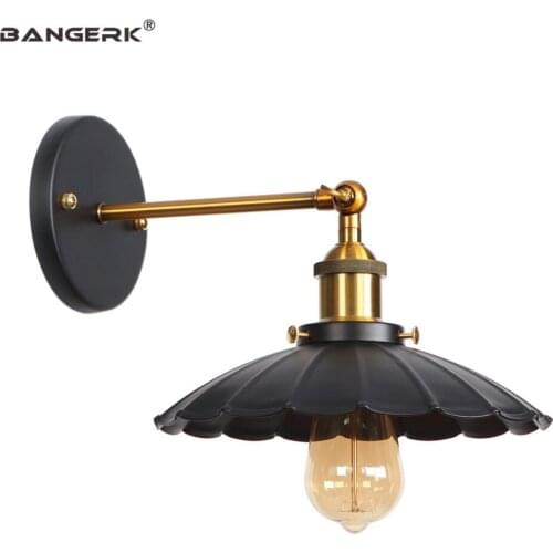 Nordic Retro Wall Lamp Loft Decor LED Edison Sconce Wall Lights Bedside Home Lighting Iron Lenses Lampshade Adjust Fixtures