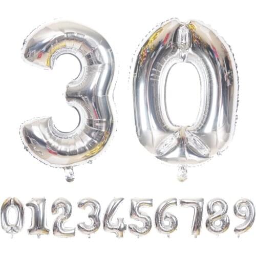 Gold Silver Number Foil Balloons Big Digit Helium Ball Wedding Decorations Birthday Party Opening Ceremony Baby Shower Globos