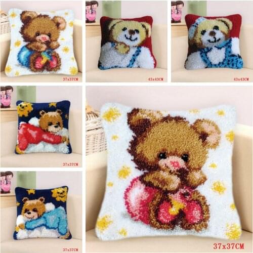 DIY Latch Hook Pillow Bear Smyrna European And American Style Latch Hook Cute Animal Series DIY Package Pillow Latch Hook Mat