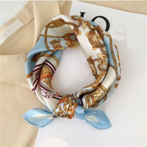 Summer New Real Silk Scarf Square Hairband Foulard Female Design Print Scarves Women Bandana Kerchief Tie Spring 2021