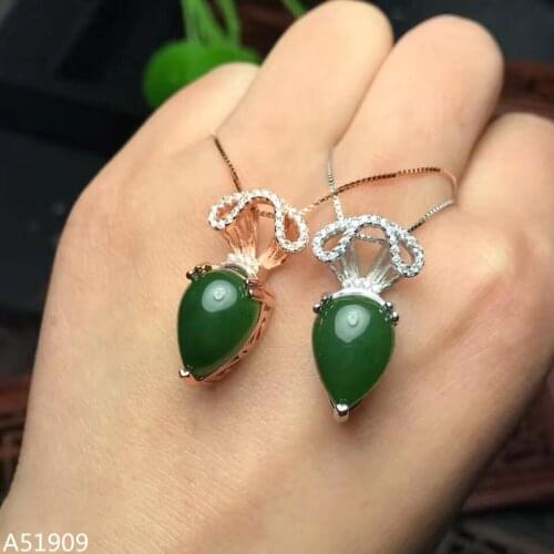 KJJEAXCMY boutique jewelry 925 sterling silver inlaid natural jasper gemstone female necklace pendant support detection of new l