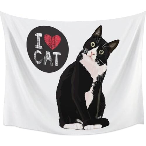 Animal Cat And I Love Cat Tapestry Cover Beach Towel Picnic Yoga Mat Home Decoration