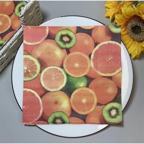 20Pcs/Pack Orange Lemon Table Decoupage Paper Napkins Summer Fruits Napkin Paper Tissue for Xmas Wedding Party Supplies E