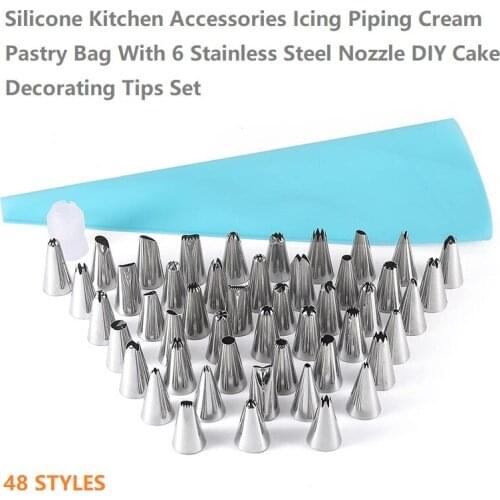 48Pcs/Set Reusable Icing Piping Nozzles Set Pastry Bag Scraper Flower Cream Tips Converter Baking Cup DIY Cake Decorating Tools
