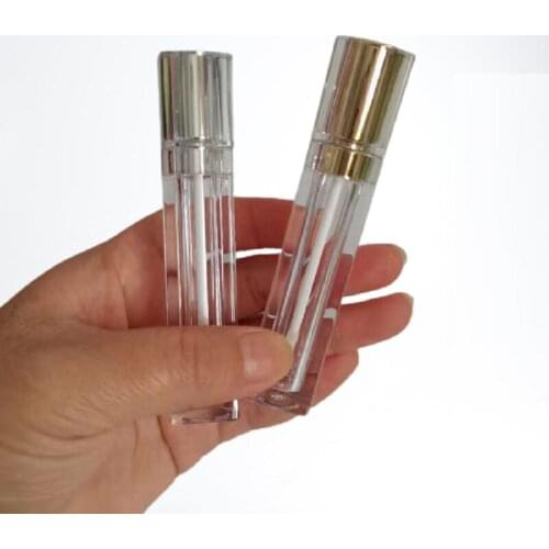 8ML Empty Elegant Lip Gloss Tube DIY Silver Gold Acrylic Lid With Mirror Refillable Bottle Cosmetic Packaging Container 25Pieces