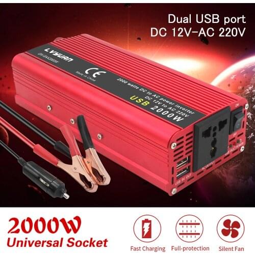 Car Inverter 2000W Inverter 12v 220v Modifined Sine Wave Power Low Noise Highly Effiently Converter Travel Essentials инвертор