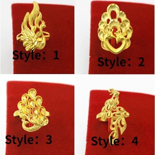 Noble Lady Opening Adjustable Peacock Phoenix Index Finger Ring Suitable for Ladies Wedding Engagement Gold Plated Ring Jewelry