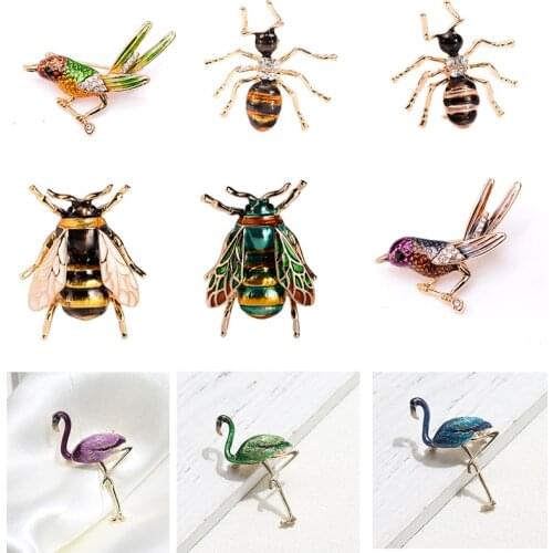 Clearance processing) Elegant Animal Insect Brooches Pins Bee Ant Flamingo Peacock Men Women Brooche for Party