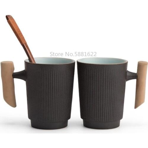 Black Crockery Ceramic Tea Mugs with Filters Coffee Cup Tea Cup 250ml