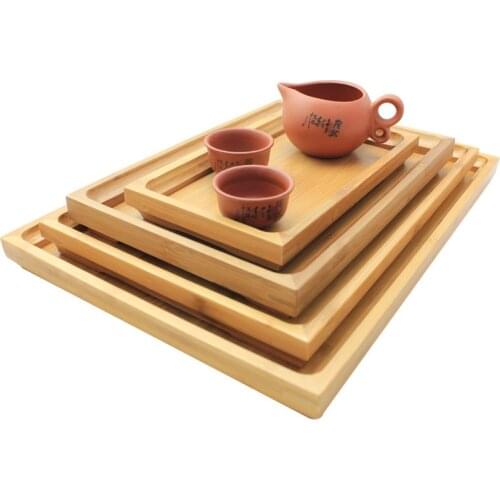 Wooden Serving Tray Kung Fu Tea Cutlery Trays Storage Pallet Fruit Plate Decoration 6 Sizes Japanese Food Bamboo Rectangular