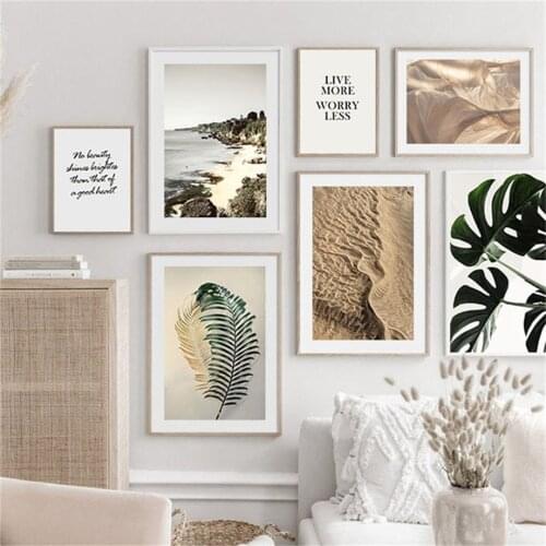 Desert Monstera Palm Leaves Quotes Wall Art Canvas Painting Nordic Posters And Prints Wall Pictures For Living Room Home Decor
