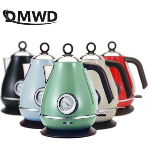 DMWD 1850W 220V Retro 304 Stainless Steel Electric Kettle With Water Temperature Meter 1.7L Thermometer Water Boiler Coffee Pot