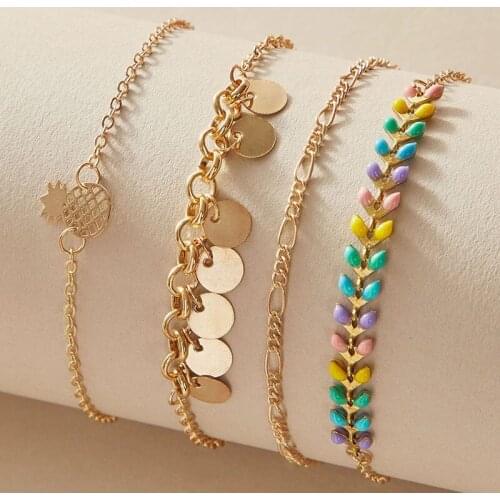 Docona 9 Styles Multilayer Shell Sequins Star Chain Bracelet Set for Women Bohemia Beads Charm Bracelet Party Fashion Jewelry