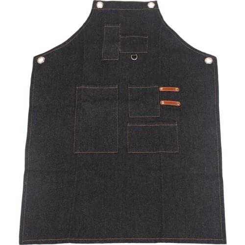 Aprons Denim Leather Simple Uniform Unisex Adult Jeans Aprons For Woman Men Male LadyS Kitchen Barber Cooking Pinafores