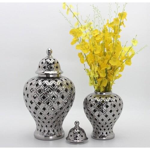 Chinese-style Ceramic Ginger Jar Creative Hollow Vase Living Room Storage Jar Ornaments Crafts Home Decoration Accessories