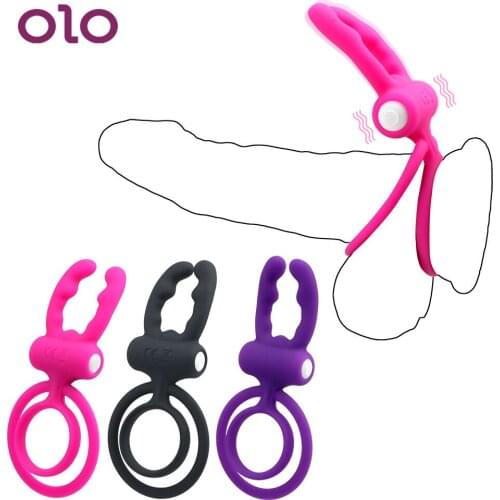 OLO Cock Ring Dual Pleasure Penis Ring Penis Vibrator Vibrating Ring Tongue Licking Sex Toys for Men Male Clit Stimulator