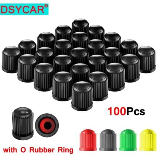 DSYCAR 100Pcs/Set Universal Car Tire Valve Caps with O Rubber Ring Auto Truck Bike Motorcycles Dust Dustproof Caps