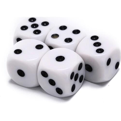 10mm/16mm Drinking Dice Acrylic White Round Corner Hexahedron Dice Club Party Table Playing Games RPG Dice Set 5Pcs/Lot