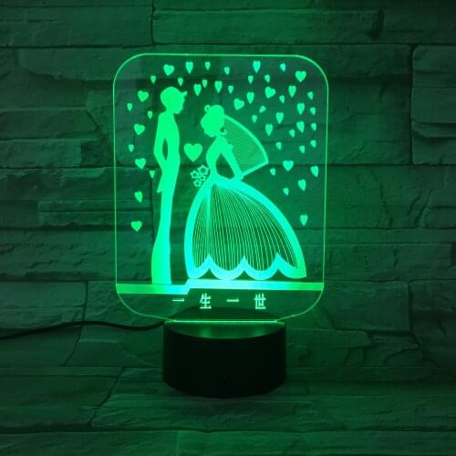 Creative 3D Visual Lover Marry Led Night Light 7 Color Home Table Party Bar Decor Led Lamp Boys girls Kids Favor Best Gifts 764