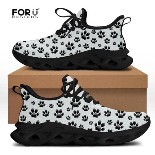 FORUDESIGNS Paw Themed Print Fashion Casual Men Flats Shoes Sneakers Lace Up Comfortable Super Light Mens Walking Shoes Student