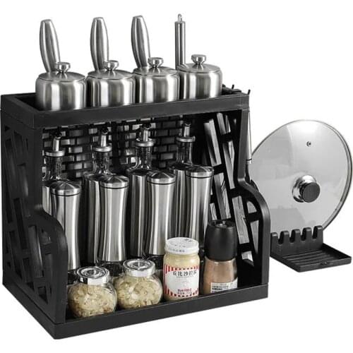 Kitchen Organizer Wall Mount Bracket Wall Storage Rack Spice Jar Rack Cabinet Shelf Kitchen Gadget Supplies Seasoning Rack