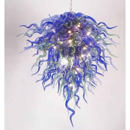 Murano Glass Chandelier Lustre Blue and Green Led Indoor Lighting Modern Hand Blown Pendant Lamps Home Hotel Loft Decor 120 CM