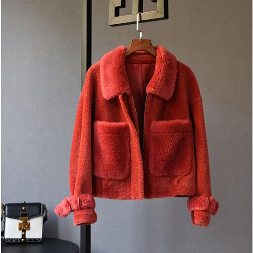 Fashion High Quality 100% Genuine Wool Fur Coat Korean Simple Female Jacket Warm Short Womens Clothing Casaco De Pele Zjt1707