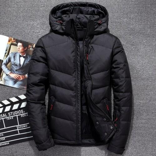 Mens Winter New White Duck Down Warm Jacket Quality Thick Windbreaker Casual Windproof Blue Hooded Clothing Outdoor Parka 2020