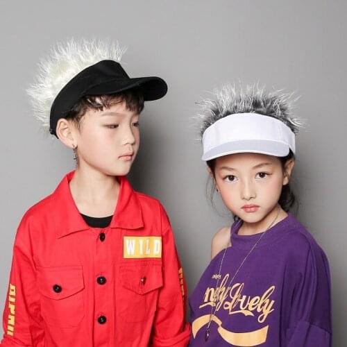 Novelty Unisex Kids Girls Fake Flair Hair Sun Visor Hats Caps Boys Children Toupee Wig Funny Hair Loss Cool Gifts Golf Cap Hat