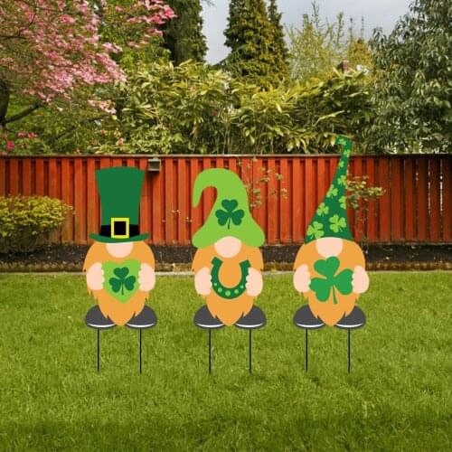 New Design 3pcs Cute St.Patricks Day Valentines Day Party PVC Yard Signs Stakes Holiday Party Supplies Home Garden Decoration