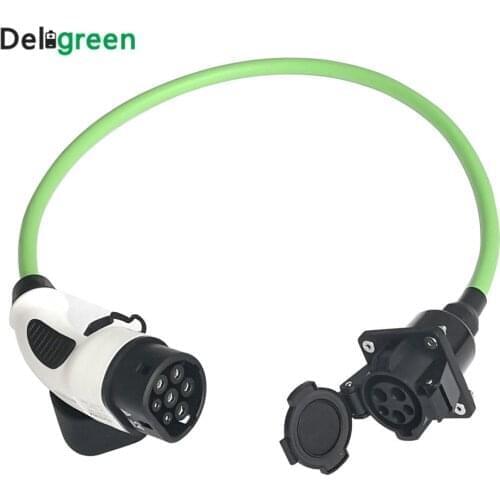SAE J1772 32A Type 1 To Type 2 Single Phase Electric Car EV Charger EV charging Adapter Charging Plug 0.5m extending cable