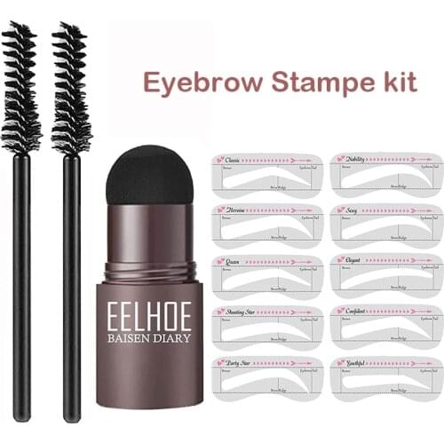 One Step Eyebrow Stamp Shaping Kit Eye Brow Hairline Enhancer Reusable Eyebrow Stencils Eyebrow Brush Long Lasting